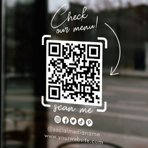 White Transparent Business QR Code Social Media Window Cling