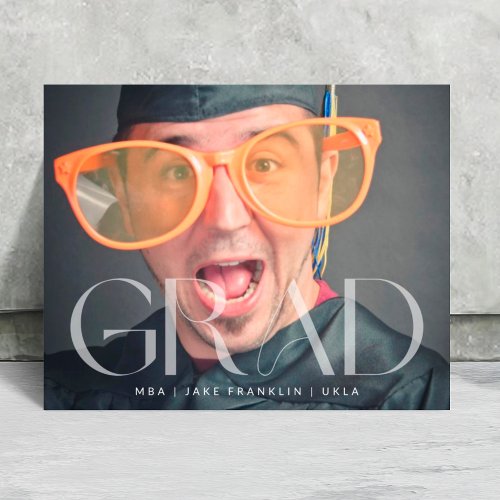 White Transparent Modern Photo Text Grad Card