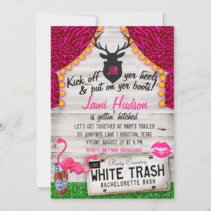 White Trash Bachelorette Bash Invitation