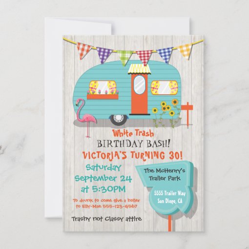 White Trash Birthday bash party invitation | Zazzle