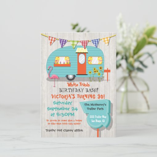 White Trash Birthday bash party invitation | Zazzle