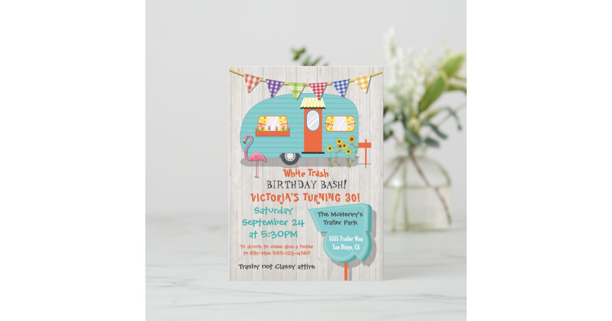White Trash Birthday bash party invitation | Zazzle