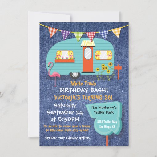 White Trash Birthday bash party invitation | Zazzle