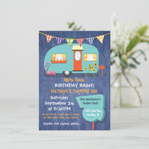 White Trash Birthday bash party invitation | Zazzle