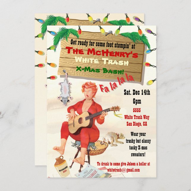 White Trash Christmas Bash Invitations (Front/Back)