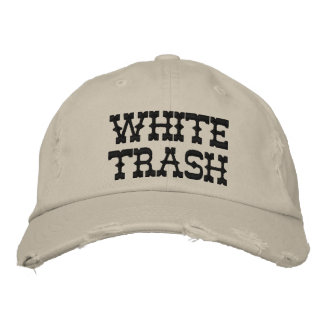 WHITE TRASH EMBROIDERED BASEBALL CAP