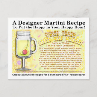 White Trash Lemon Drop Joke Martini Recipe Postcar Postcard