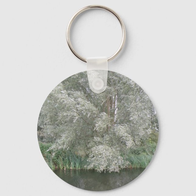 White Tree and River Landscape Keychain (Front)