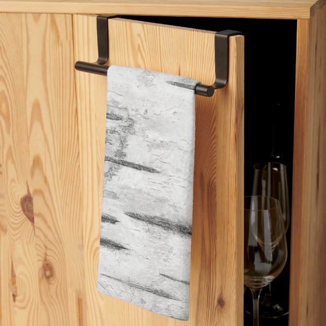 White Tree Birch Bark Rustic Kitchen Towel (Thirds Fold)