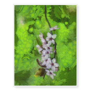 White tree flower painting temporary tattoos