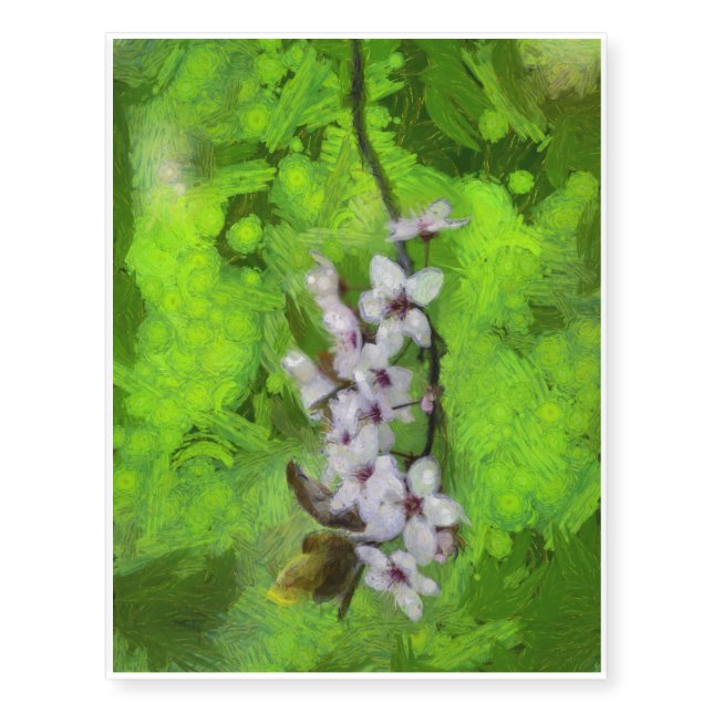 White tree flower painting temporary tattoos (Front)