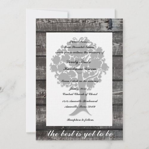 White Tree Gray Wood Poetry Wedding Invitation
