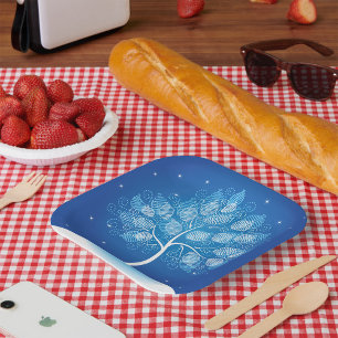 White Tree In The Snow Paper Plates