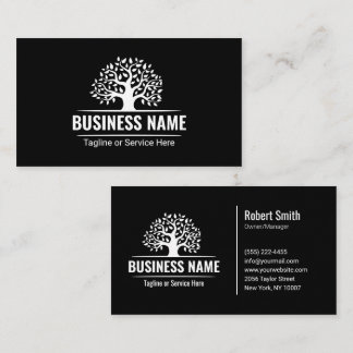 White Tree Logo Professional Landscaping Services Business Card