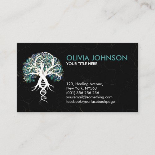 White Tree of Life _ Evolution _ Marble Leaves Business Card