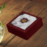 White Tree Peony Floral Gift Box<br><div class="desc">Store trinkets,  jewelry and other small keepsakes in this wooden gift box with ceramic tile that features the photo image of a large,  white Tree Peony flower with dark purple center flares. A lovely,  floral design! Select your gift box size and color.</div>
