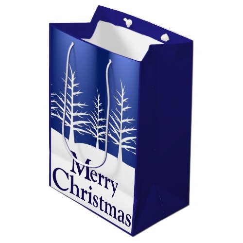 White Tree Silhouettes Christmas Medium Gift Bag