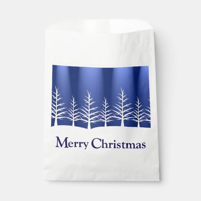 White Tree Silhouettes Elegant Christmas Favor Bag (Front)