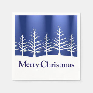 White Tree Silhouettes Elegant Christmas Napkins