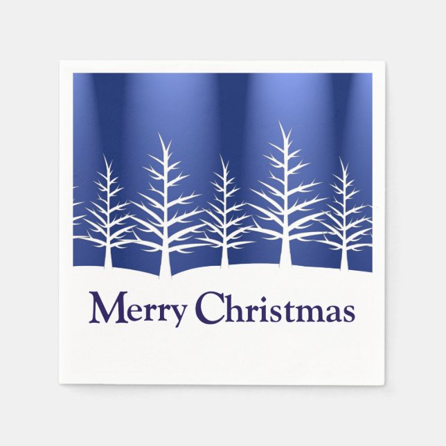White Tree Silhouettes Elegant Christmas Napkins (Front)