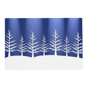 White Tree Silhouettes Elegant Christmas Placemat