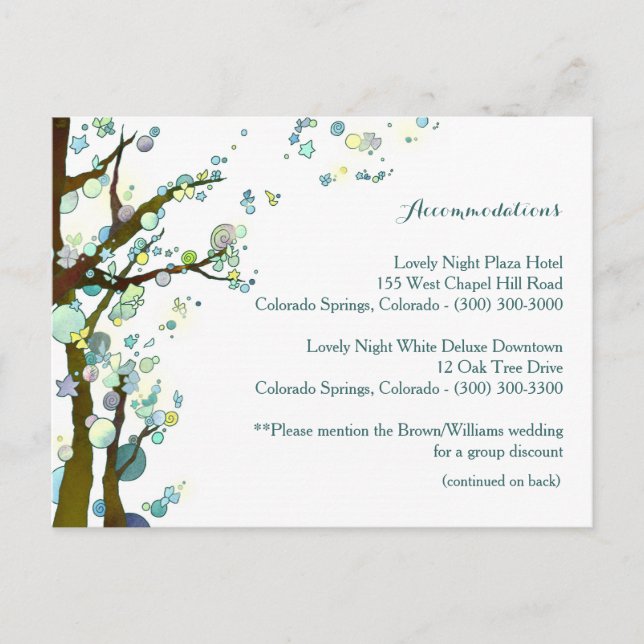 White Tree Wedding Accommodations Enclosure Postcard (Front)