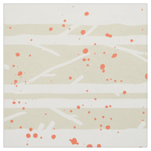 White Trees And Orange Polka Dots Fabric