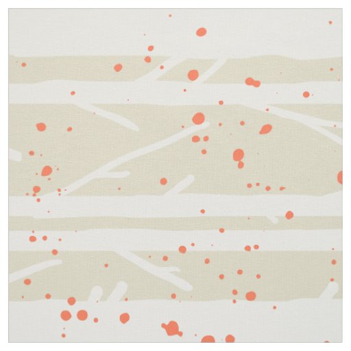 White Trees And Orange Polka Dots Fabric