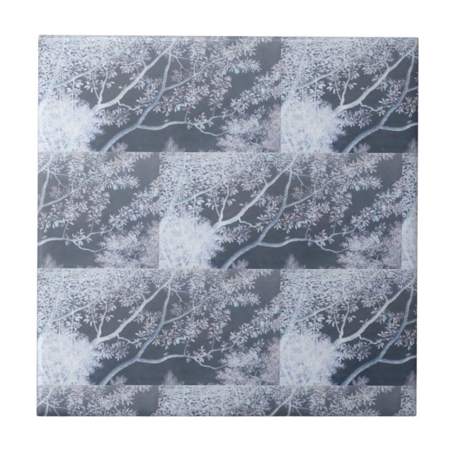 White trees gray geometric pattern tiles (Front)