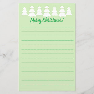 White Trees Merry Christmas Lined Stationery