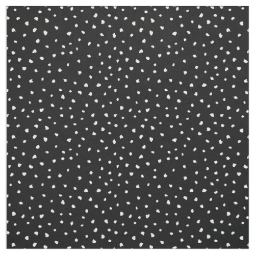 White Trendy Abstract Dots on Chic Black Fabric