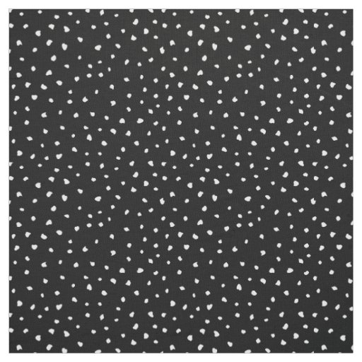 White Trendy Abstract Dots on Chic Black Fabric
