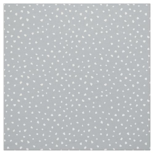 White Trendy Abstract Dots on Soft Dove Gray Fabric