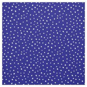 White Trendy Modern Abstract Dots on Navy Blue Fabric