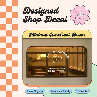 White Trendy Welcome  Window Cling for Coffee Shop