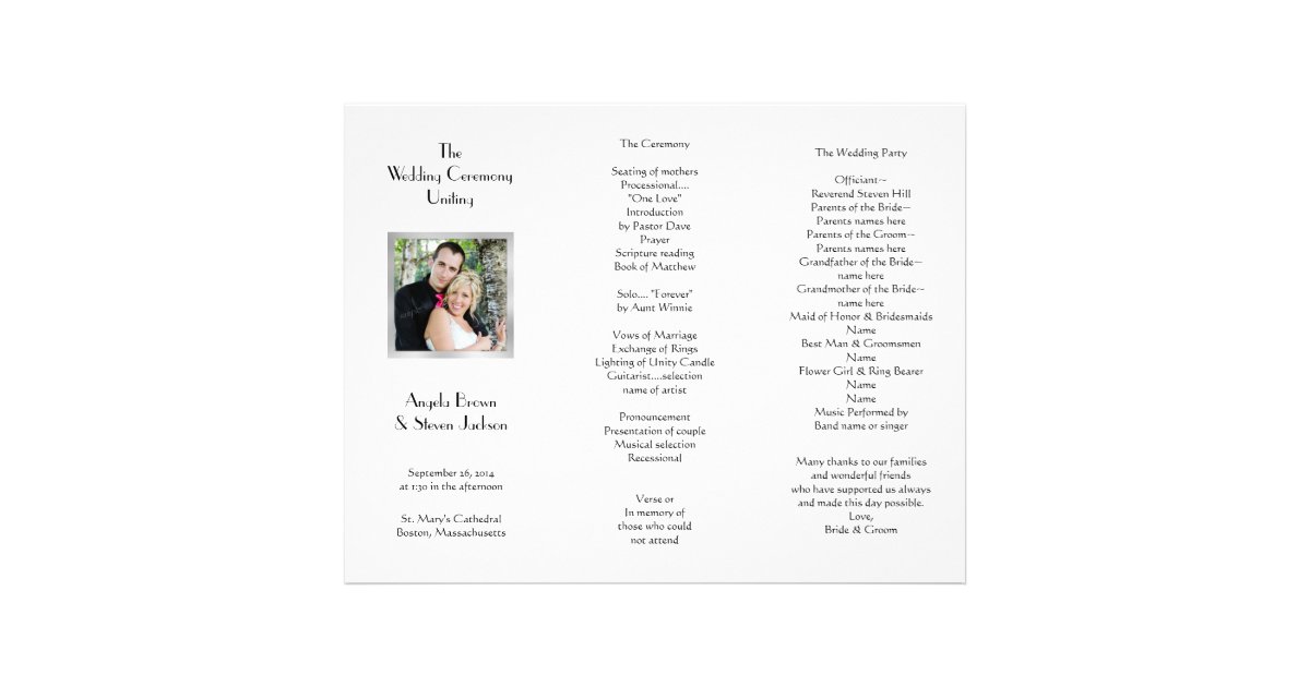 tri fold wedding program paper