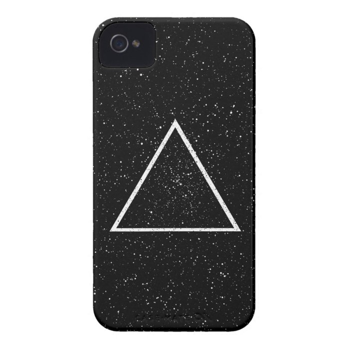 White triangle outline on black star background iPhone 4 case