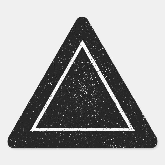 White triangle outline on black star background sticker (Front)