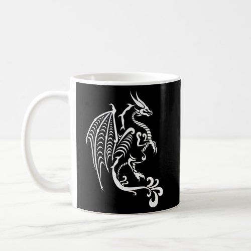 White Tribal Dragon For Coffee Mug
