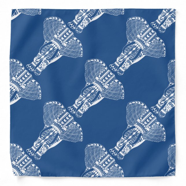 White Tribal Elephant Bandana (Front)
