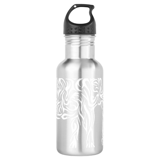 White Tribal Elephant Water Bottle (Front)