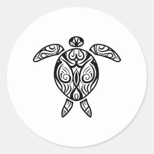 White Tribal Hawaiian Tattoo Boho Sea Turtle Classic Round Sticker