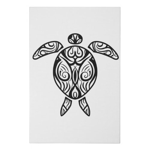 White Tribal Hawaiian Tattoo Boho Sea Turtle Faux Canvas Print
