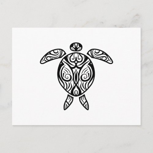 White Tribal Hawaiian Tattoo Boho Sea Turtle Postcard