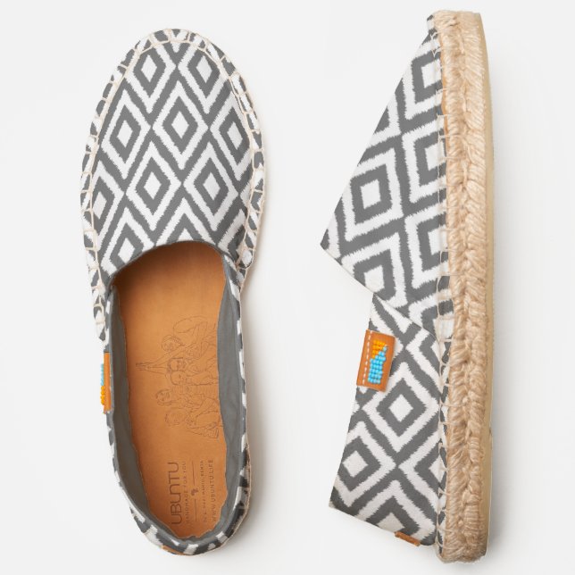 White Tribal Pattern with Modern Diamond Shapes Espadrilles (Side)