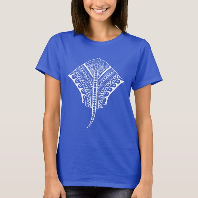 White Tribal Stingray T-Shirt (Front)