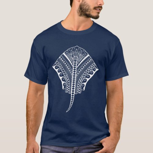 White Tribal Stingray T_Shirt