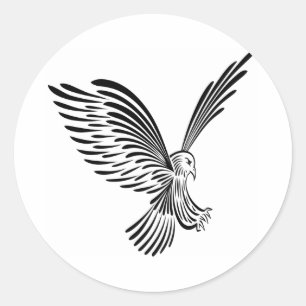 White Tribal Tattoo Eagle Classic Round Sticker