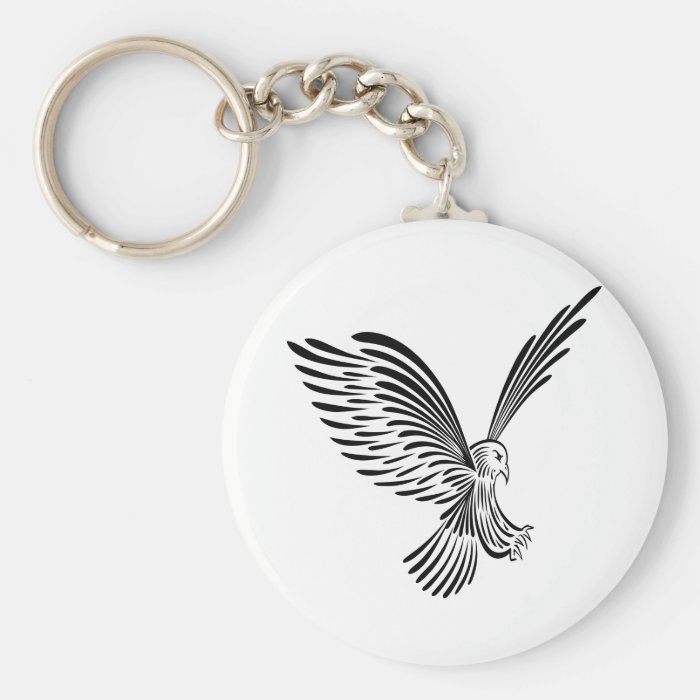 White Tribal Tattoo Eagle Key Chain