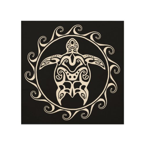 White Tribal Turtle Wood Wall Art